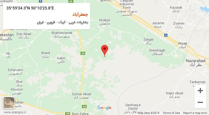روستای جعفرآباد بر روی نقشه