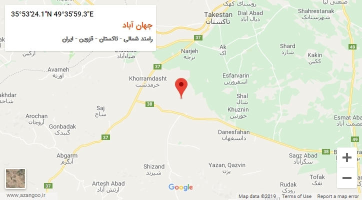 روستای جهان آباد بر روی نقشه