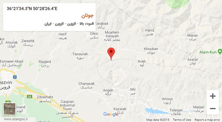 روستای جوتان بر روی نقشه
