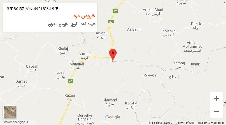 روستای خروس دره بر روی نقشه