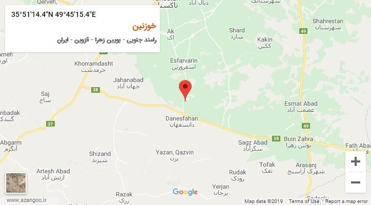 روستای خوزنین بر روی نقشه