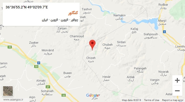 روستای کنگاور بر روی نقشه