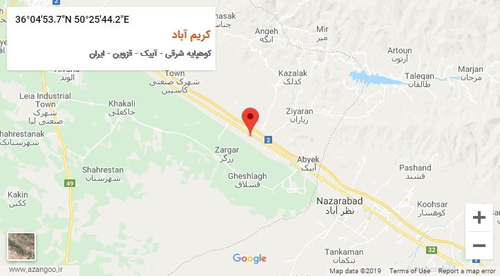 روستای کریم آباد بر روی نقشه