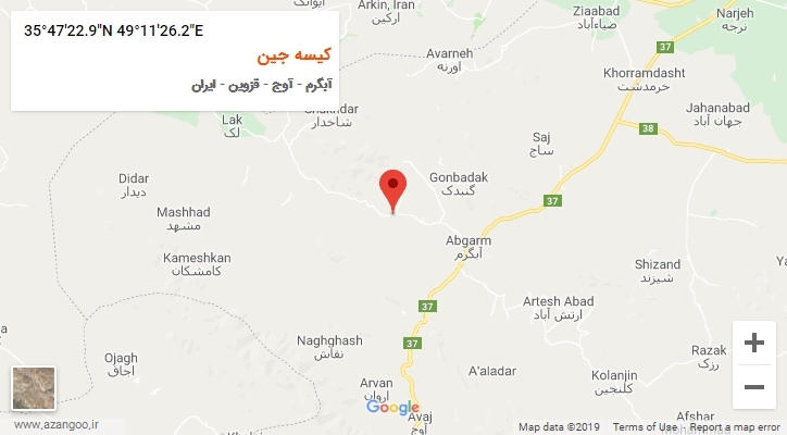 روستای کیسه جین بر روی نقشه