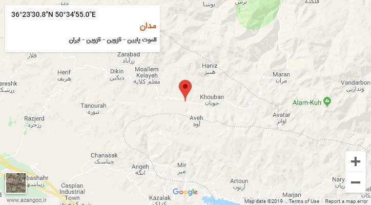 روستای مدان بر روی نقشه