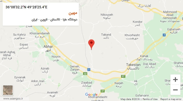 روستای مهین بر روی نقشه