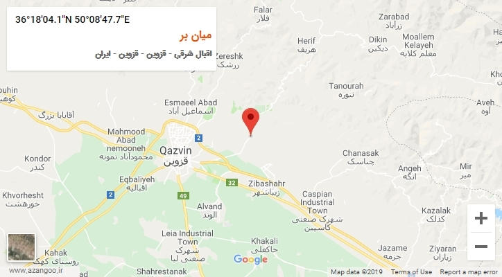 روستای میان بر بر روی نقشه