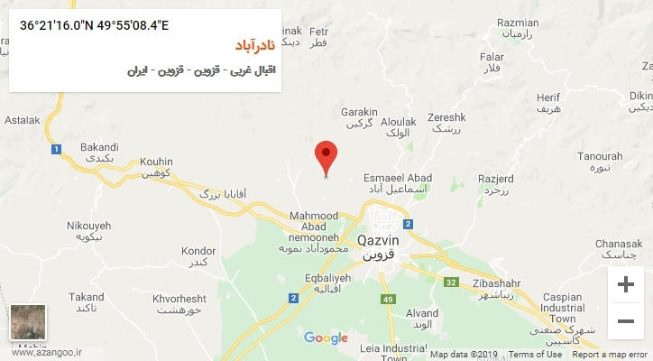 روستای نادرآباد بر روی نقشه