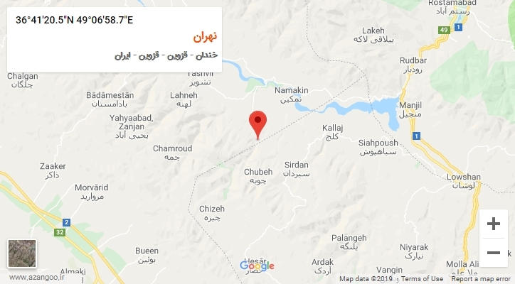 روستای نهران بر روی نقشه