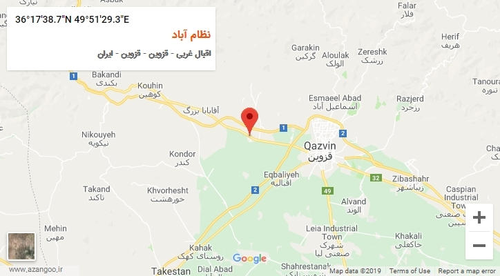 روستای نظام آباد بر روی نقشه