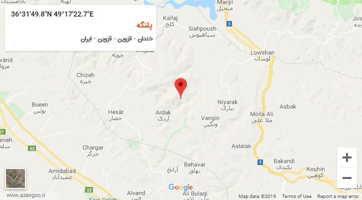 روستای پلنگه بر روی نقشه