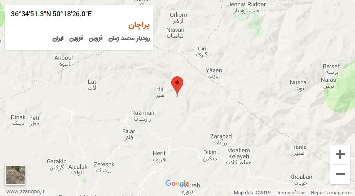 روستای پراچان بر روی نقشه