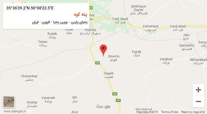 روستای پته کوه بر روی نقشه