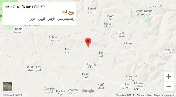روستای روح آباد بر روی نقشه