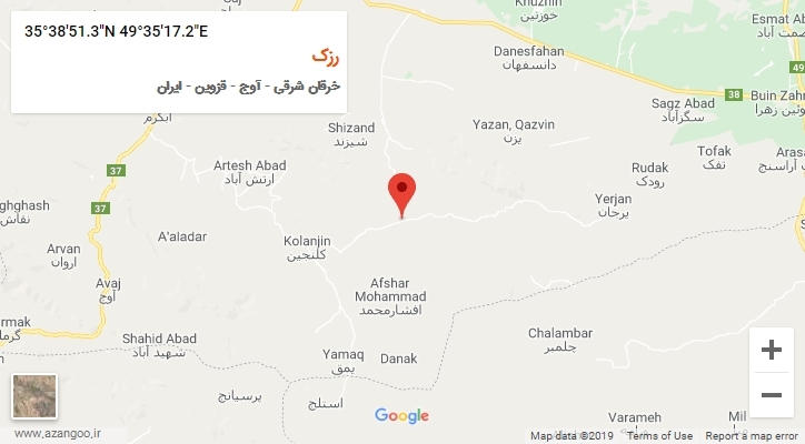 روستای رزک بر روی نقشه