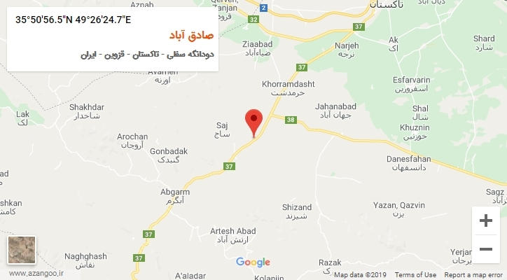 روستای صادق آباد بر روی نقشه