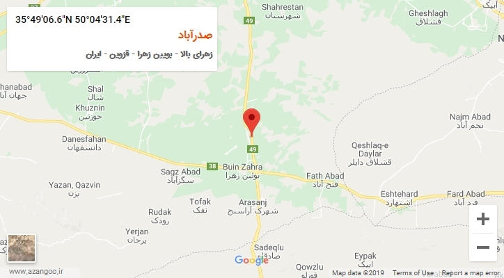 روستای صدرآباد بر روی نقشه