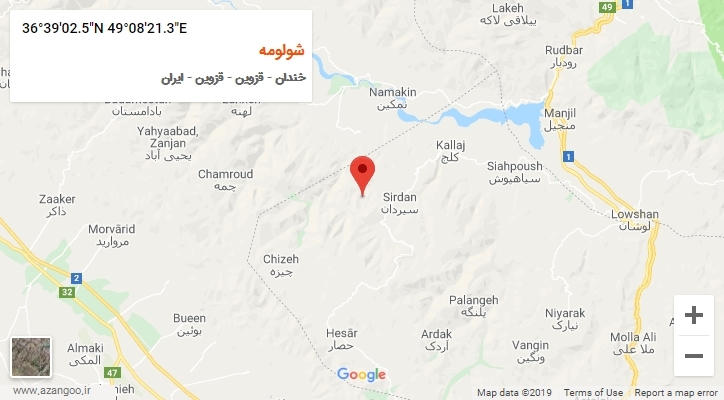روستای شولومه بر روی نقشه