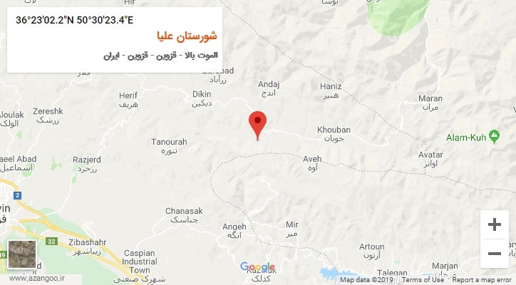 روستای شورستان علیا بر روی نقشه