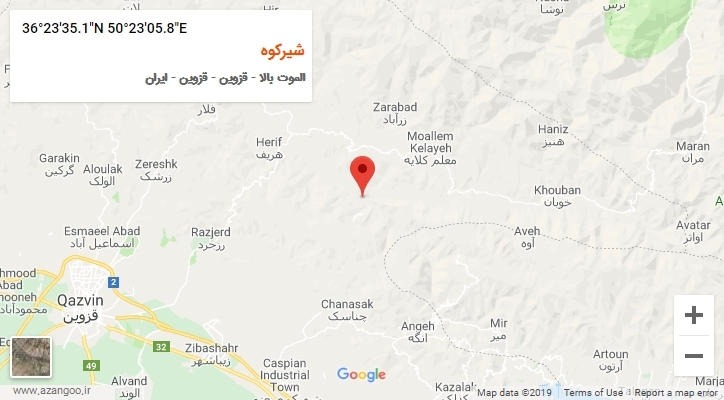 روستای شیرکوه بر روی نقشه