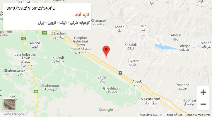 روستای تازه آباد بر روی نقشه