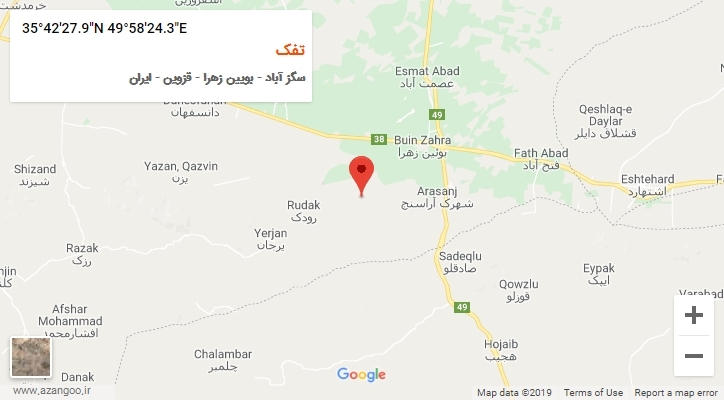 روستای تفک بر روی نقشه