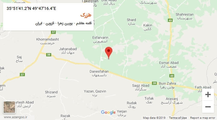 روستای طزرک بر روی نقشه