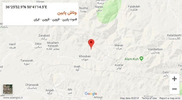 روستای وناش پایین بر روی نقشه