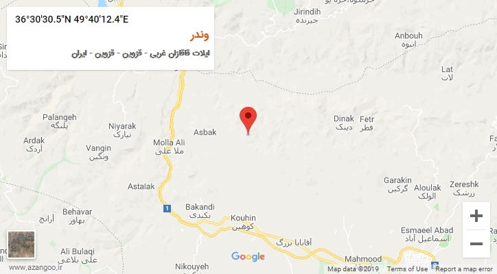 روستای وندر بر روی نقشه