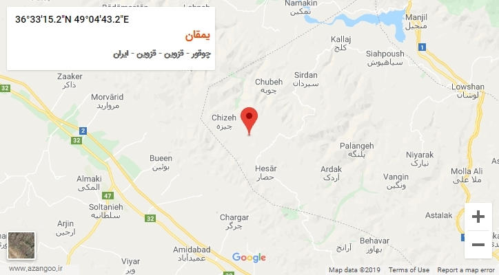 روستای یمقان بر روی نقشه