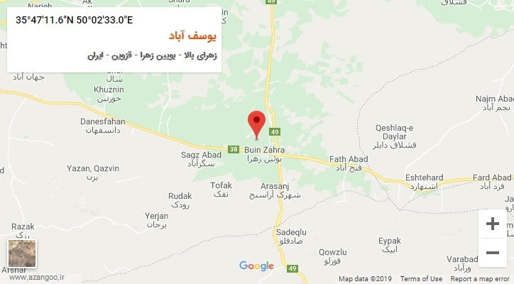 روستای یوسف آباد بر روی نقشه