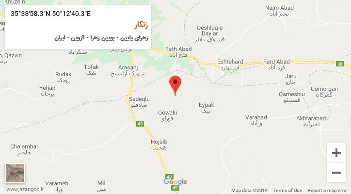 روستای زنگار بر روی نقشه