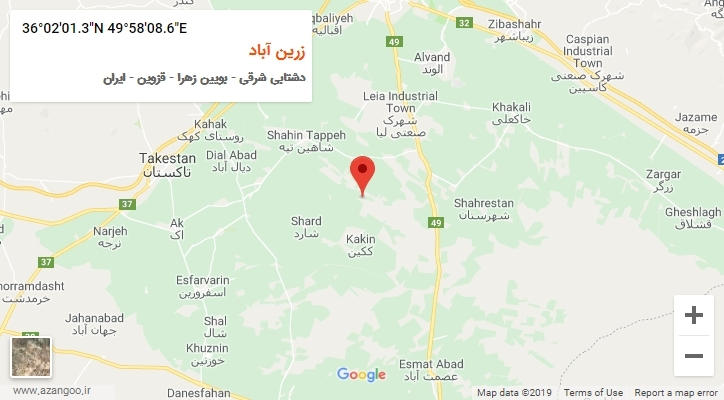 روستای زرین آباد بر روی نقشه