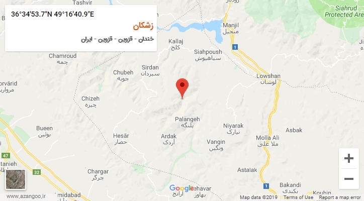 روستای زشکان بر روی نقشه