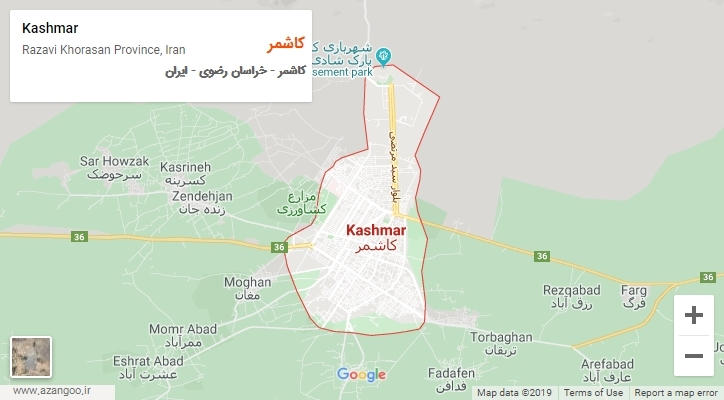 شهر کاشمر بر روی نقشه