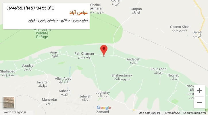 روستای عباس آباد بر روی نقشه