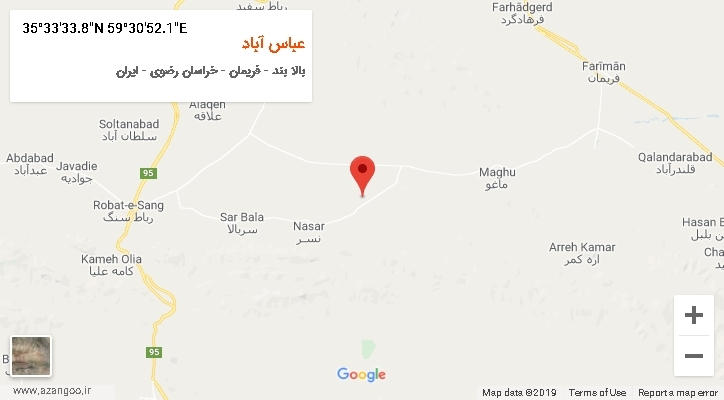 روستای عباس آباد بر روی نقشه