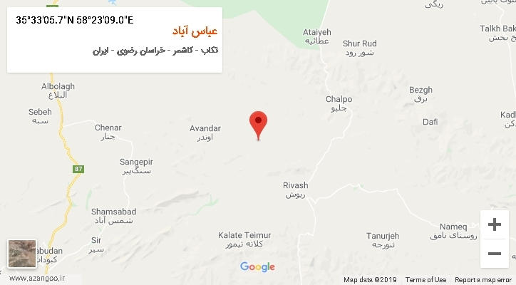 روستای عباس آباد بر روی نقشه