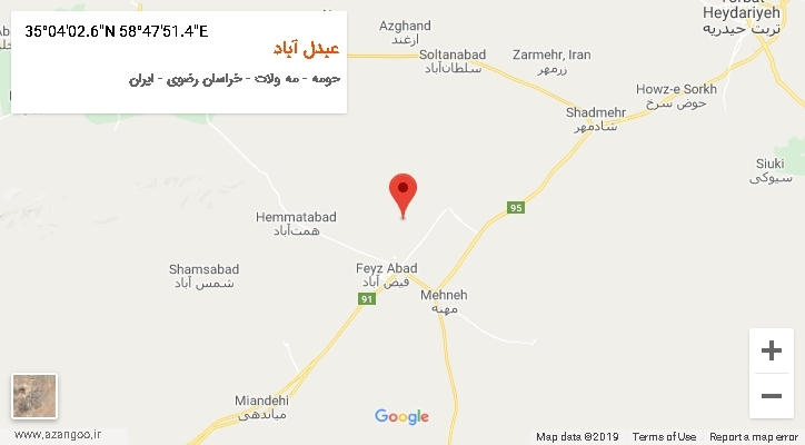 روستای عبدل آباد بر روی نقشه