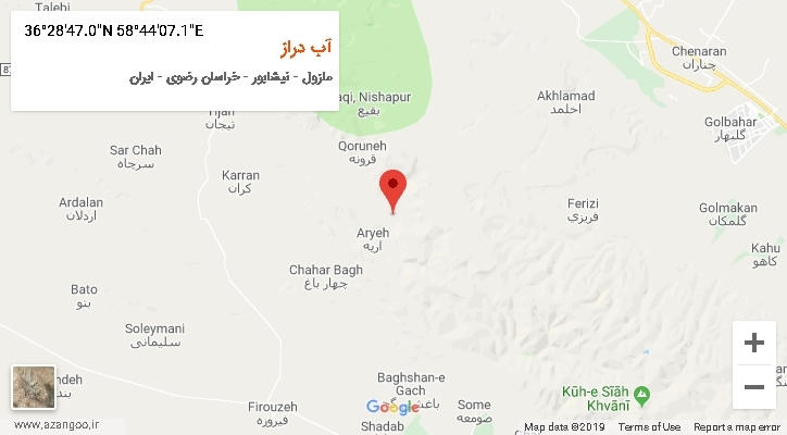 روستای آب دراز بر روی نقشه