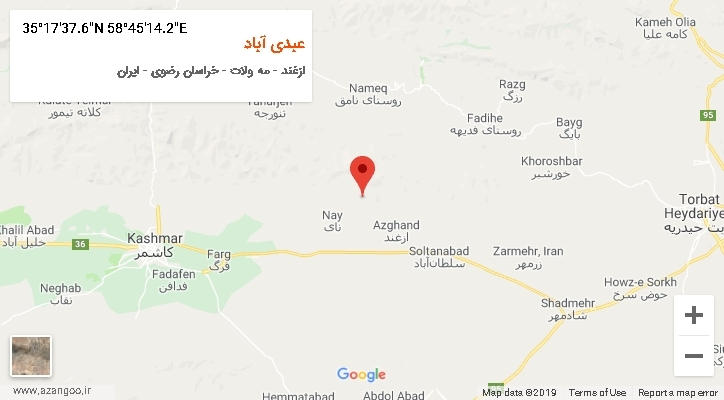 روستای عبدی آباد بر روی نقشه