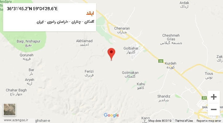 روستای ابقد بر روی نقشه