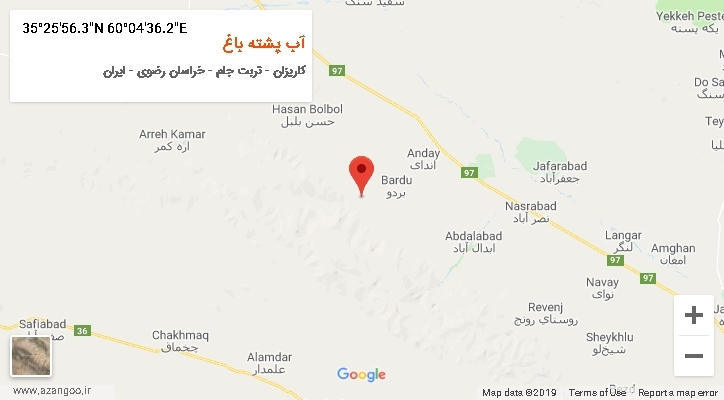 روستای آب پشته باغ بر روی نقشه