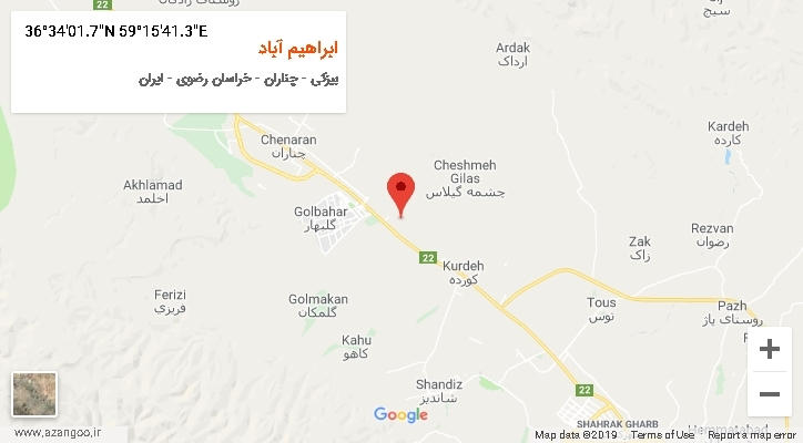 روستای ابراهیم آباد بر روی نقشه