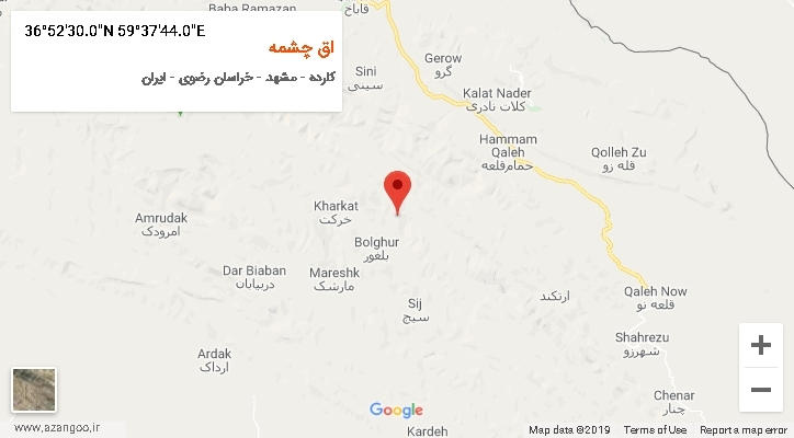 روستای اق چشمه بر روی نقشه