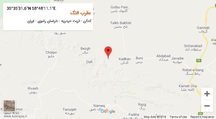 روستای عقرب النگ بر روی نقشه