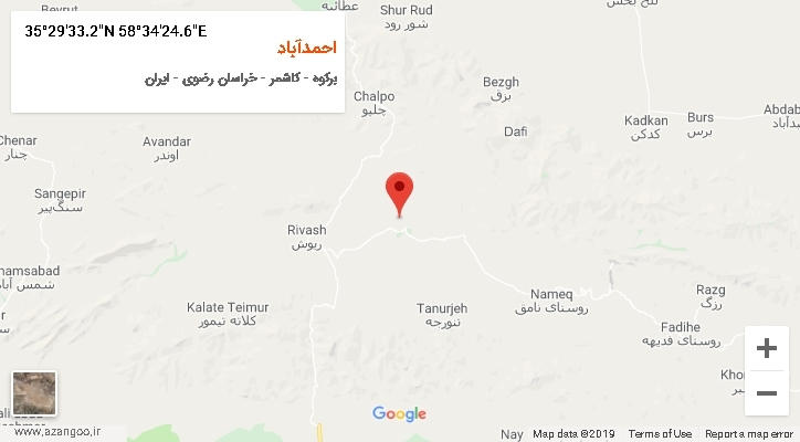 روستای احمدآباد بر روی نقشه