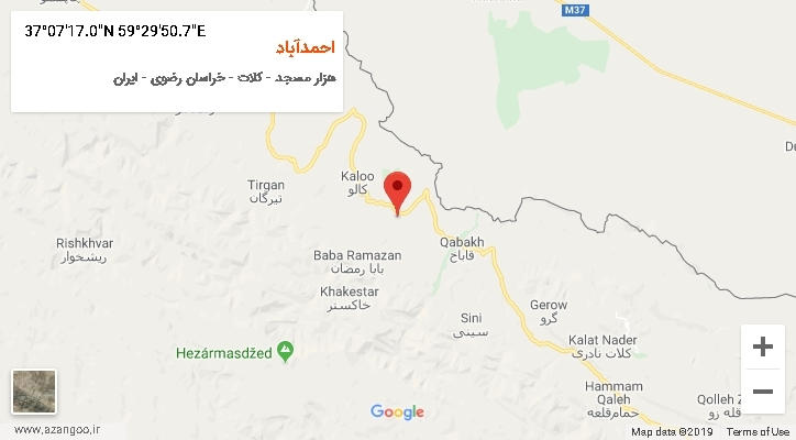 روستای احمدآباد بر روی نقشه