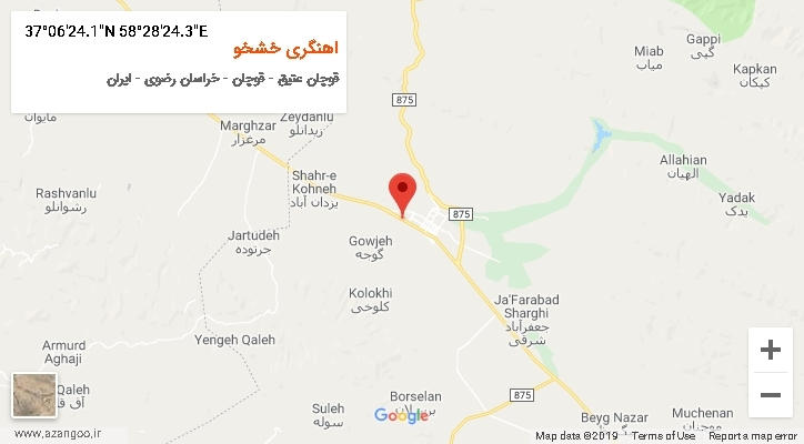 روستای اهنگری خشخو بر روی نقشه