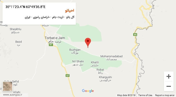 روستای احیانو بر روی نقشه